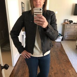 Levi’s black leather coat